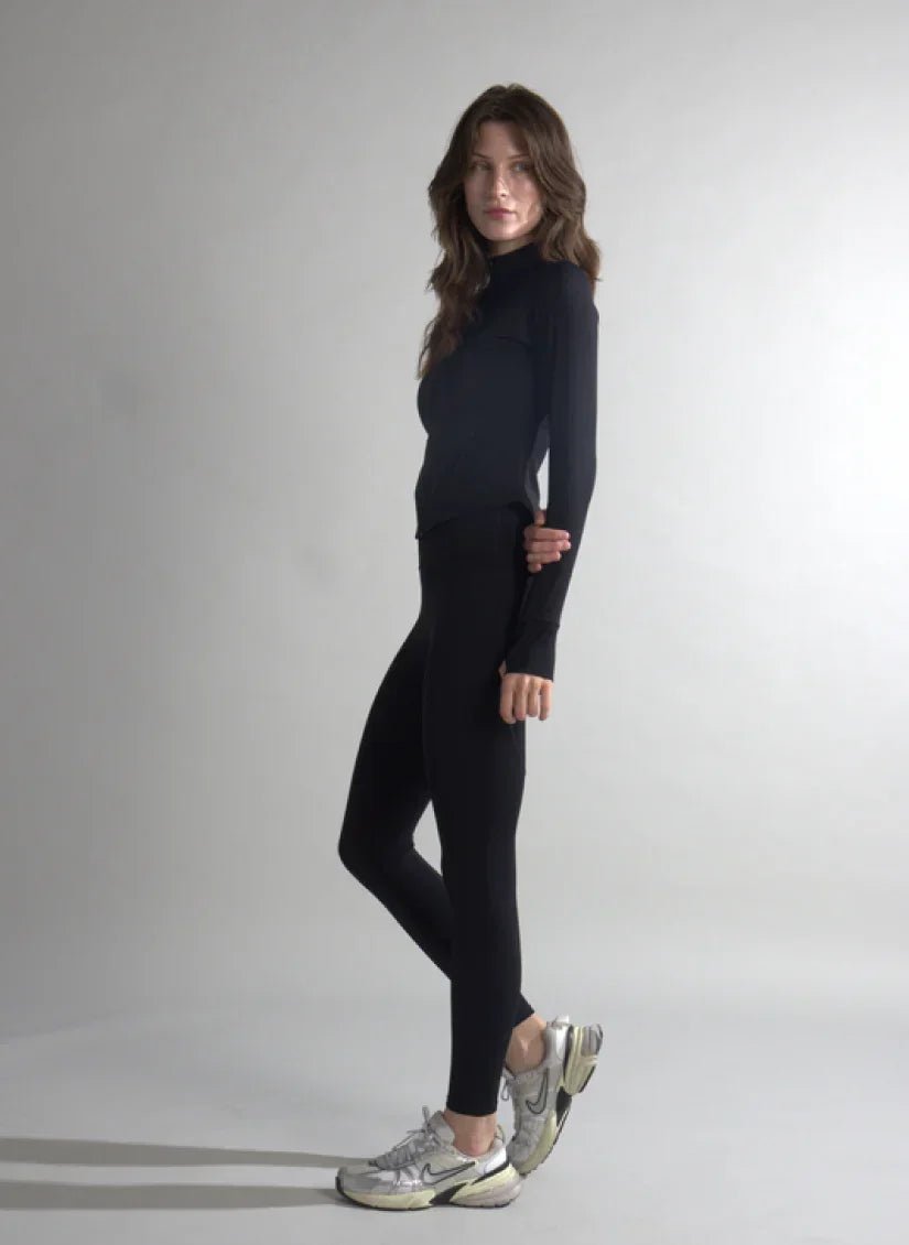 Black Zip-Up Athleisure Co-Ord Set for Women