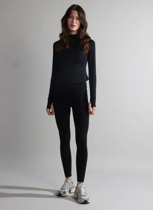 Black Zip-Up Athleisure Co-Ord Set for Women