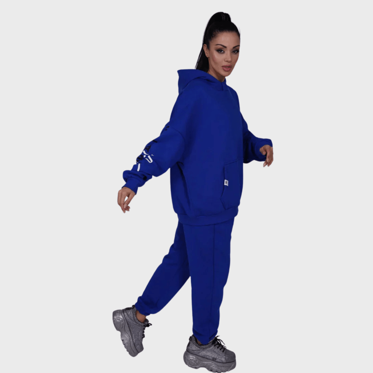 Blue Oversized "FM" Signature Hoodie and Jogger Set – Streetwear Comfort