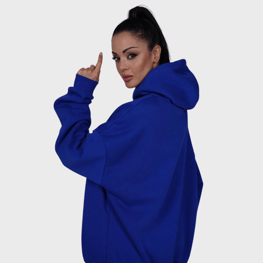 Blue Oversized "FM" Signature Hoodie and Jogger Set – Streetwear Comfort