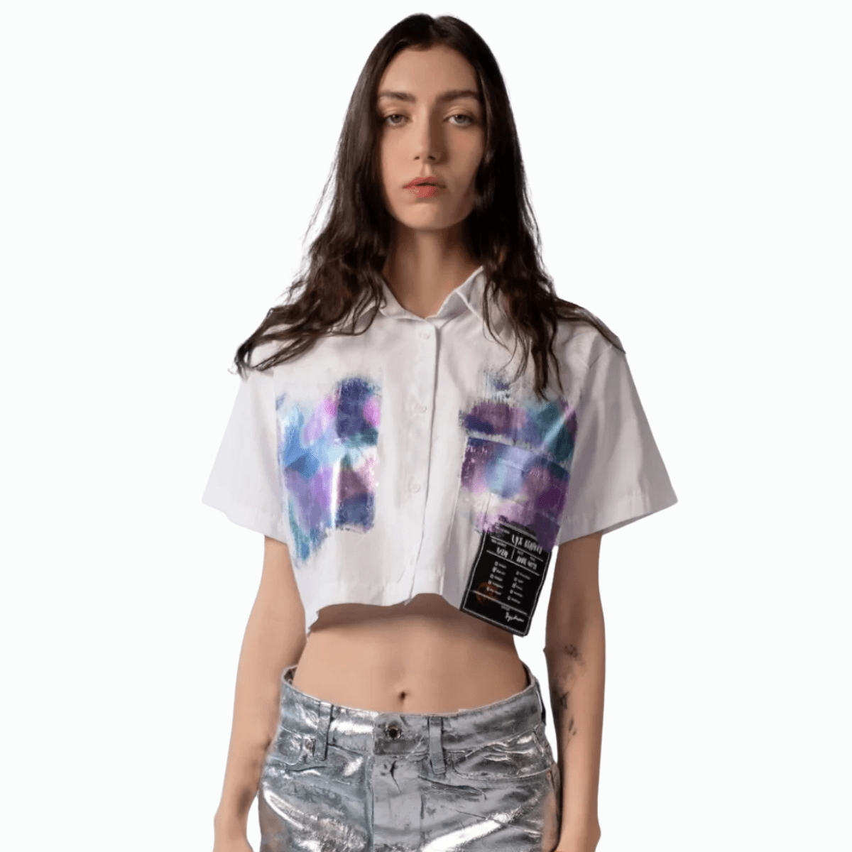 Cropped White Button-Up Blouse for Women