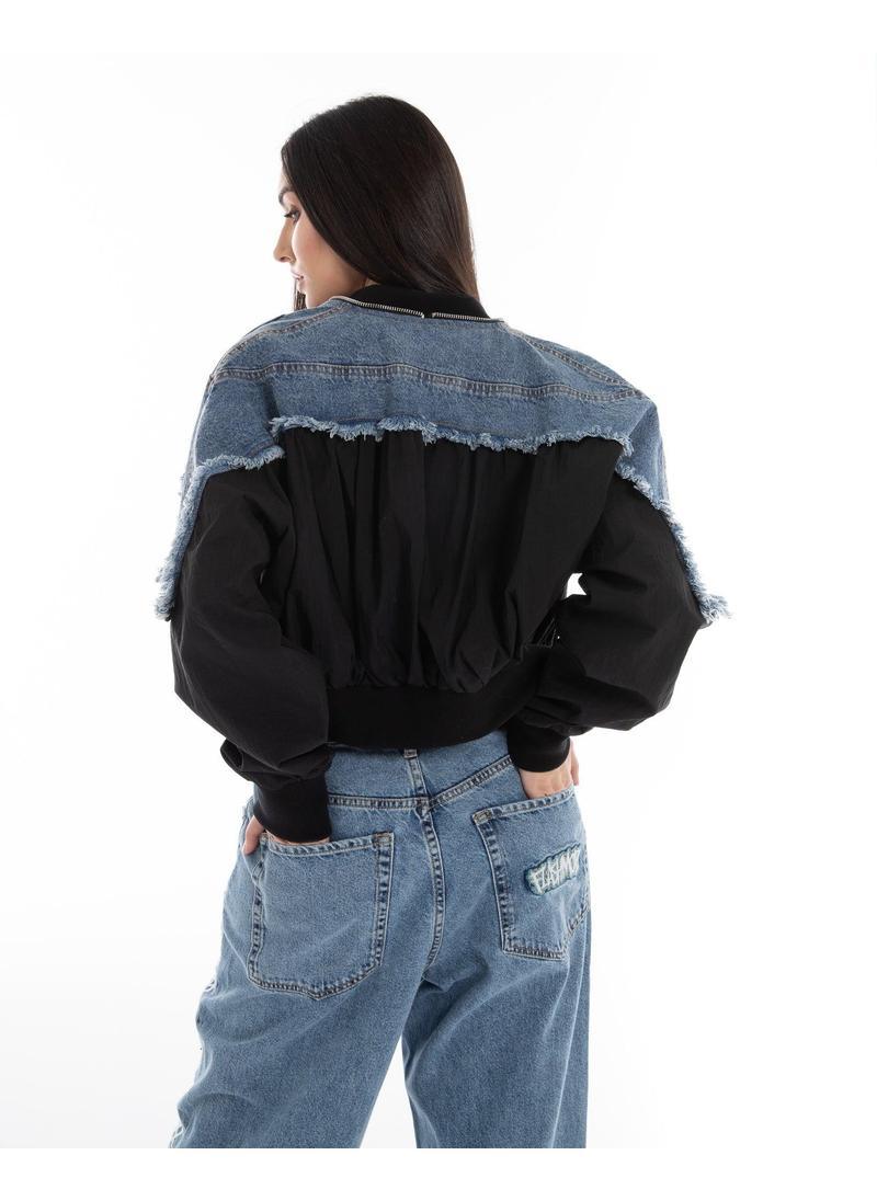 Hybrid Denim Bomber Jacket - FM