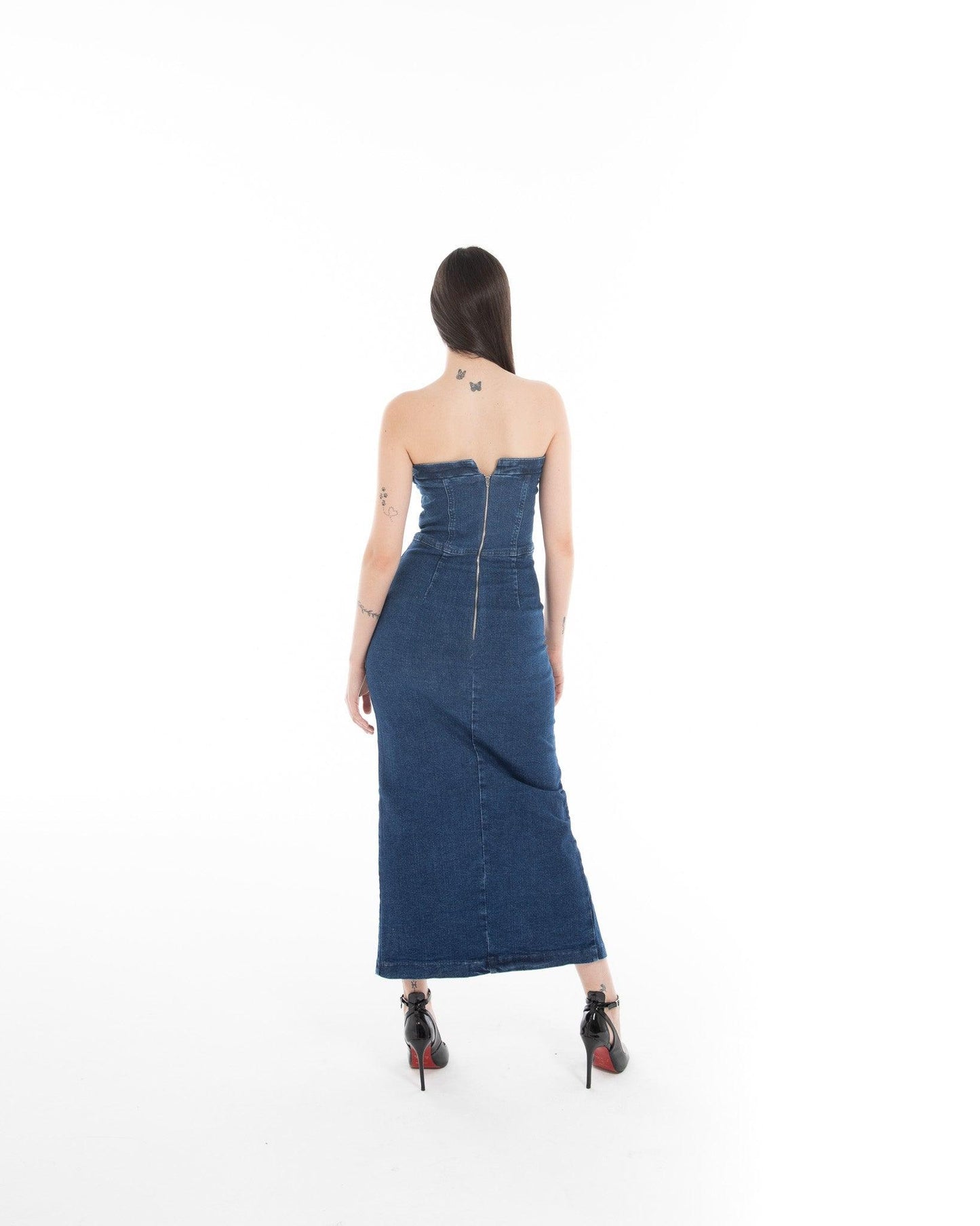 Women’s Strapless Denim Maxi Dress