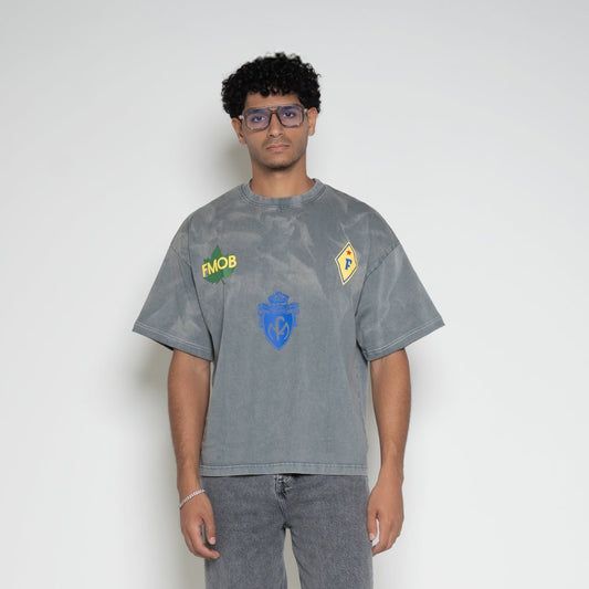FM Football Crest Graphic T-Shirt – Vintage Grey