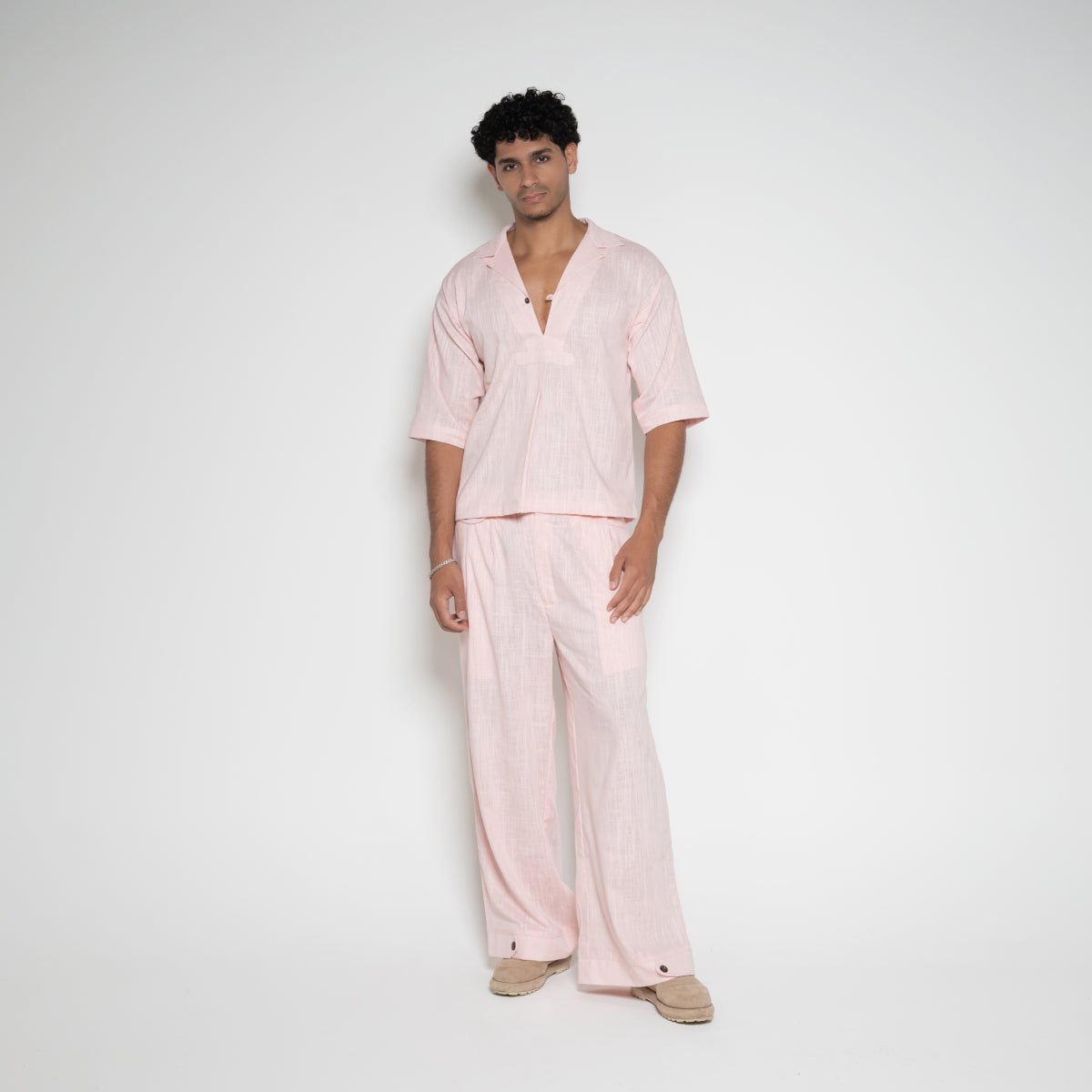 Linen-Blend Carpenter Pants – Pink Ombre – FM Streetwear