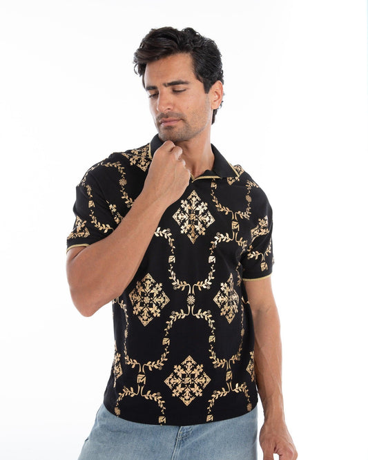 Shimmering Gold Reflective Polo Tee