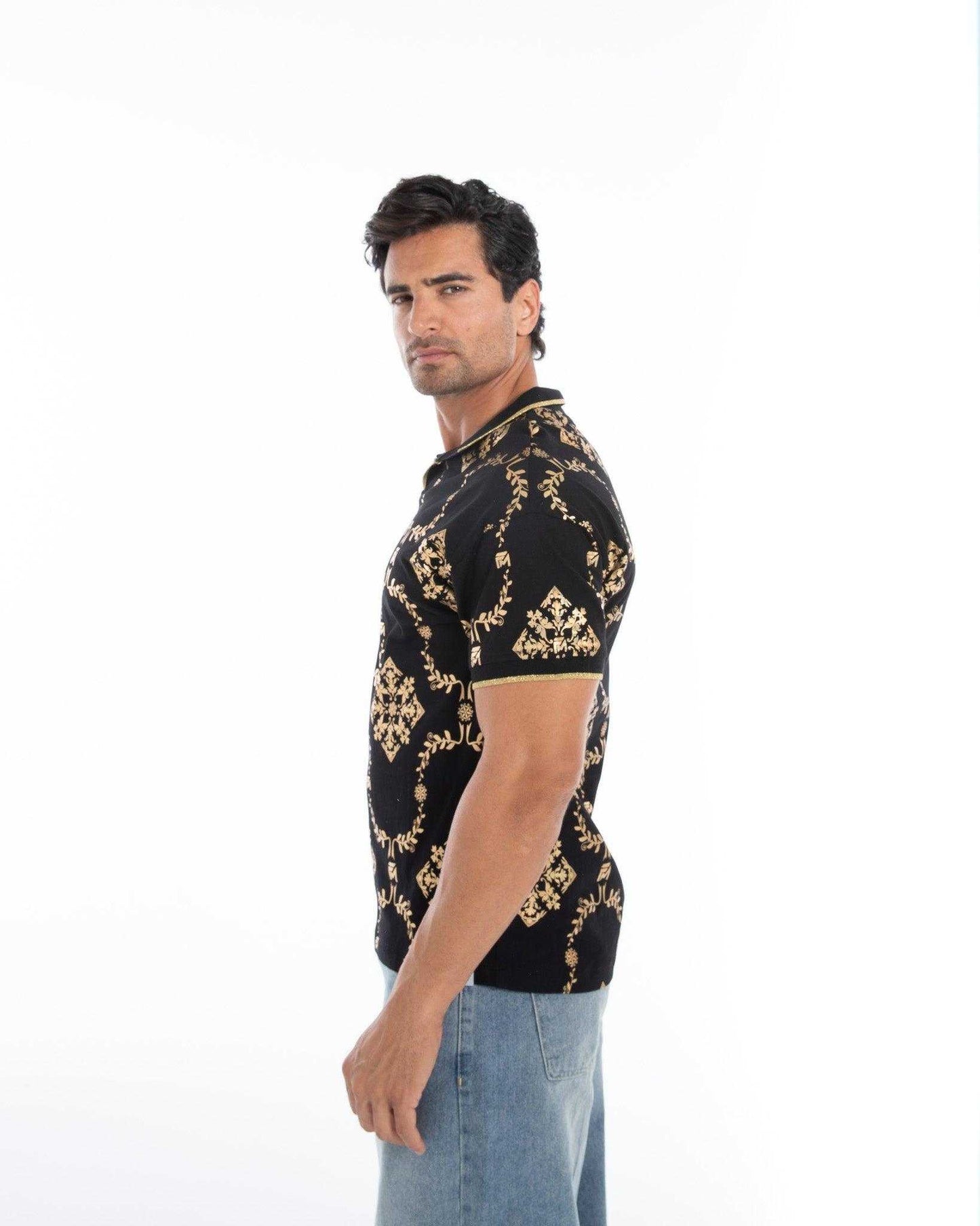 Shimmering Gold Reflective Polo Tee