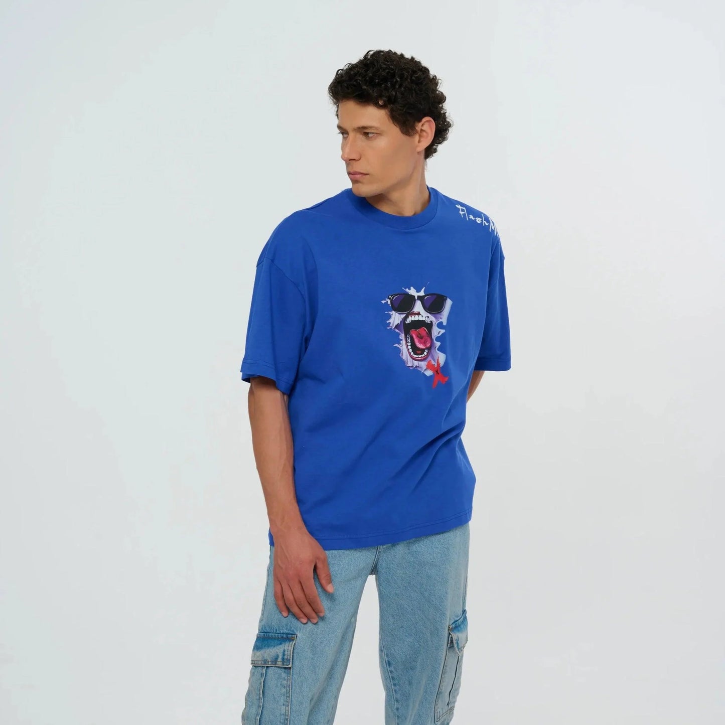 Graphic Printed Blue Oversized T-Shirt – FM Streetwear