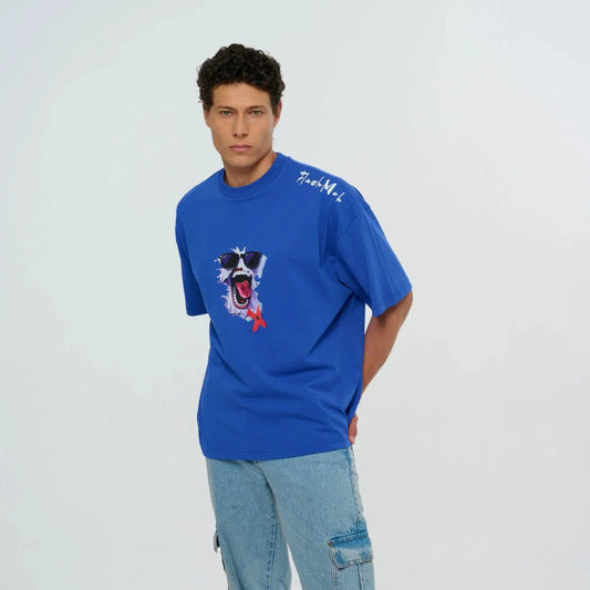 Graphic Printed Blue Oversized T-Shirt – FM Streetwear