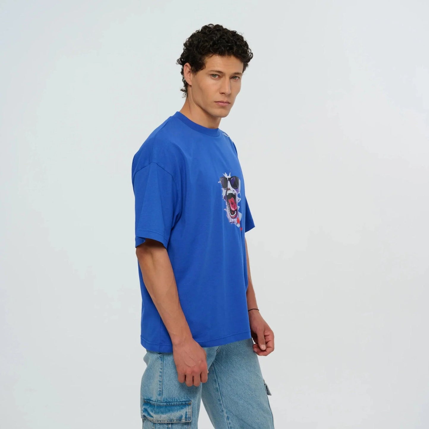 Graphic Printed Blue Oversized T-Shirt – FM Streetwear