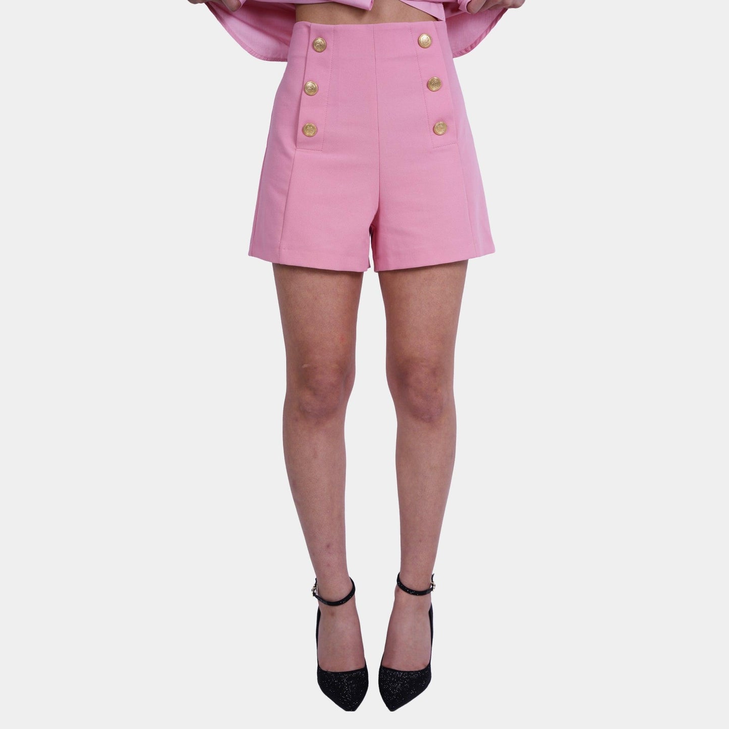 Women’s High Waist Black Buttoned Shorts – FM Streetwear