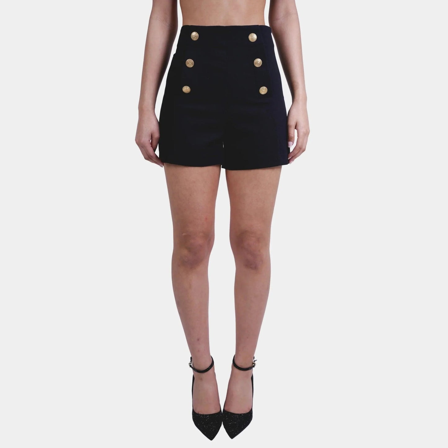 Women’s High Waist Black Buttoned Shorts – FM Streetwear