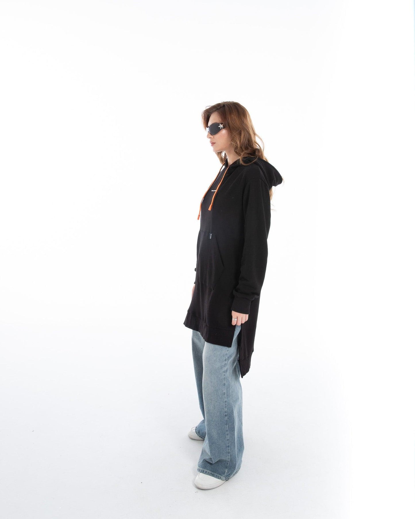 Women’s Longline Black Hoodie – FM Streetwear