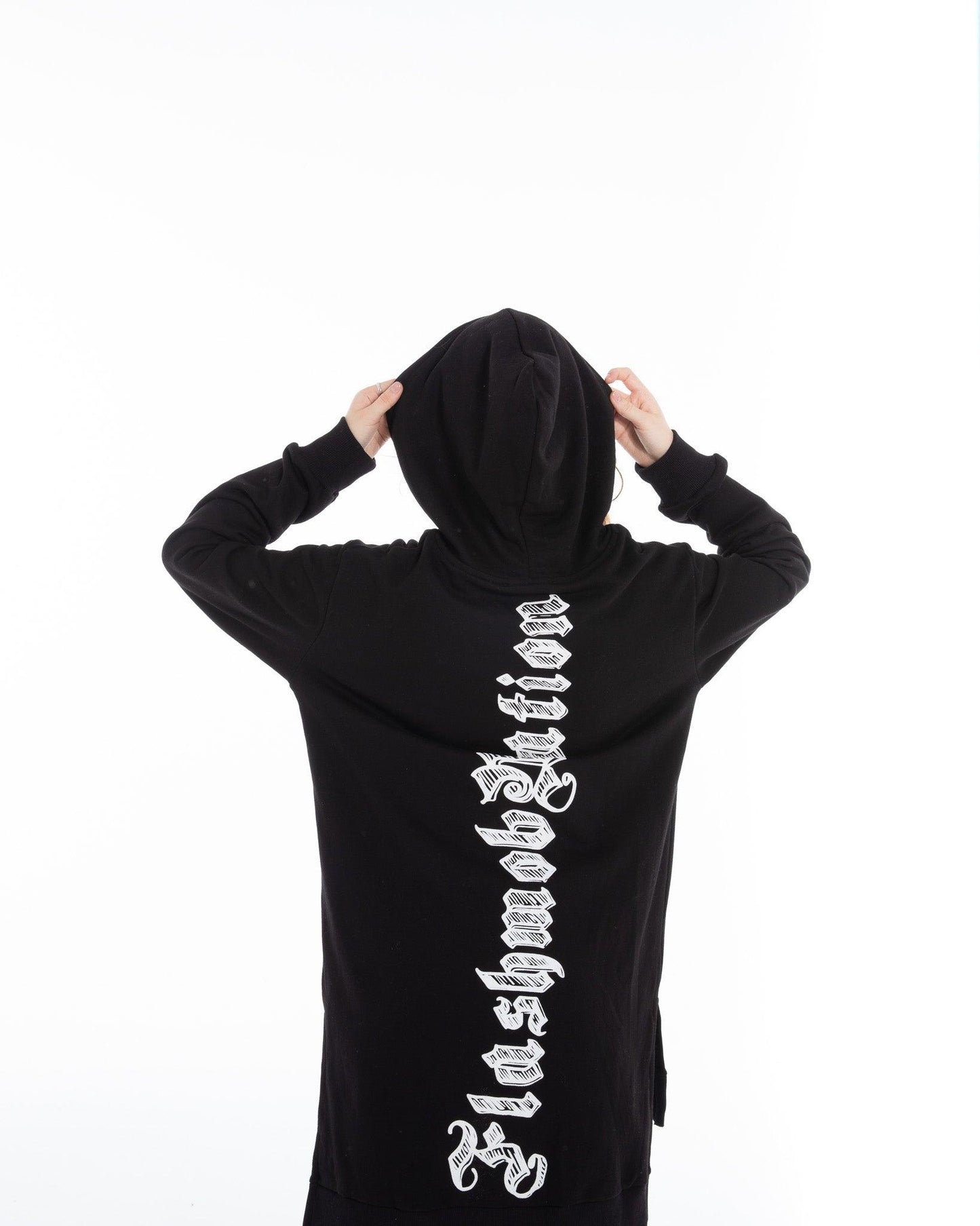 Women’s Longline Black Hoodie – FM Streetwear