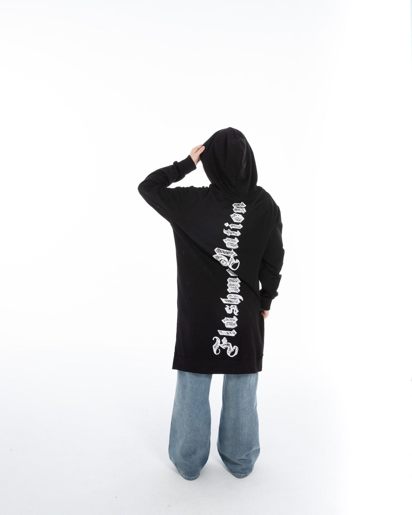 Women’s Longline Black Hoodie – FM Streetwear