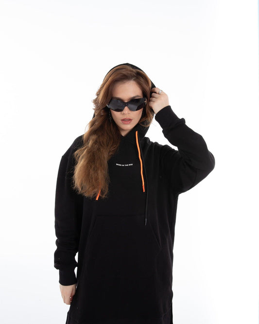 Women’s Longline Black Hoodie – FM Streetwear