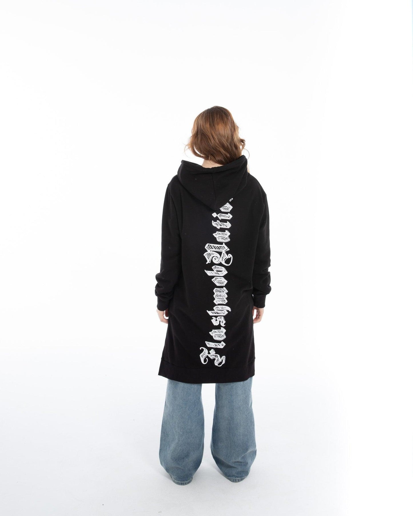 Women’s Longline Black Hoodie – FM Streetwear