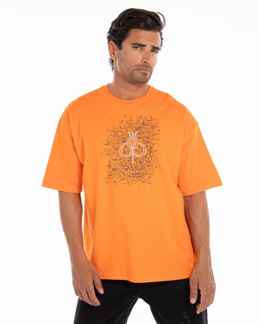 Men’s Orange Graphic Oversized T-Shirt