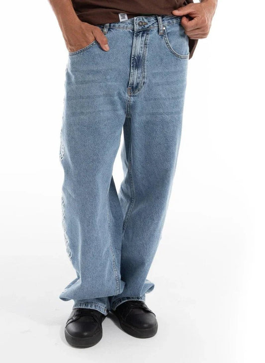 Men’s Embroidered Denim Jeans – FM Streetwear