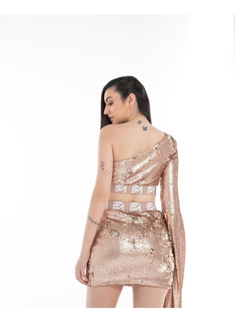 Glam One-Shoulder Sequin Top & Skirt Set