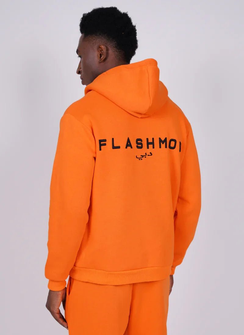 Orange Cotton Signature Hoodie Set for Men & Women