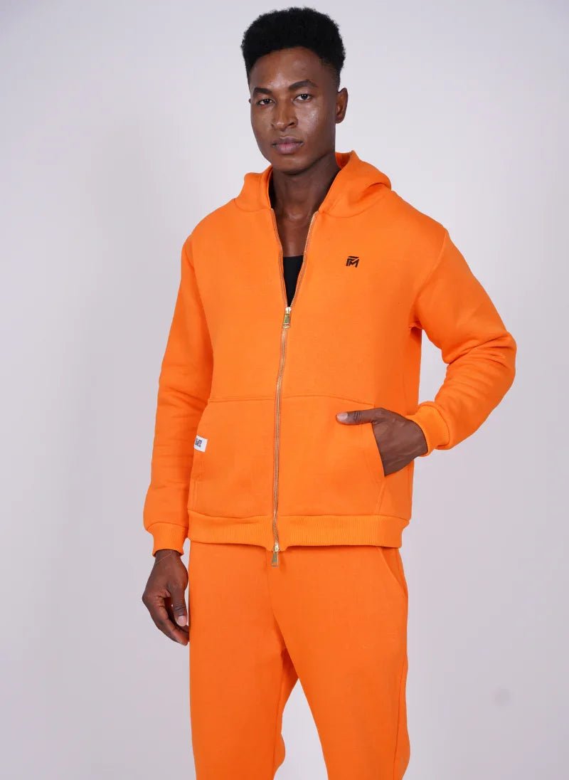 Orange Cotton Signature Hoodie Set for Men & Women