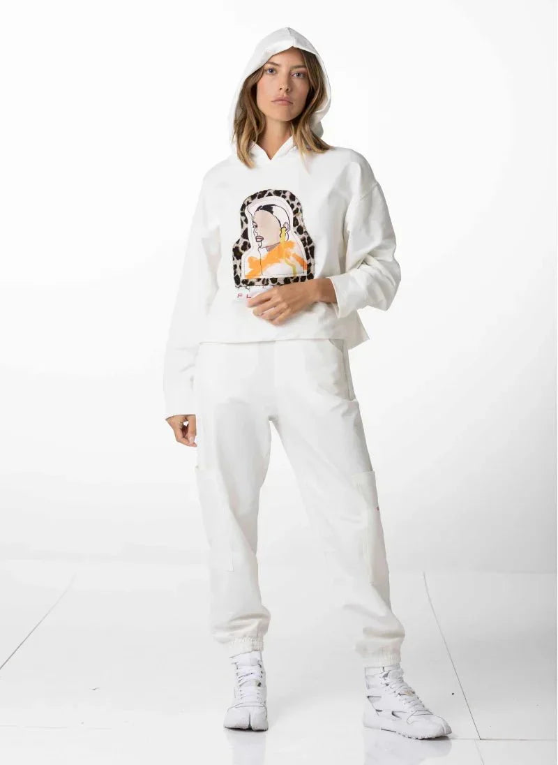 Oversized Patch Hoodie & Jogger Set for Women