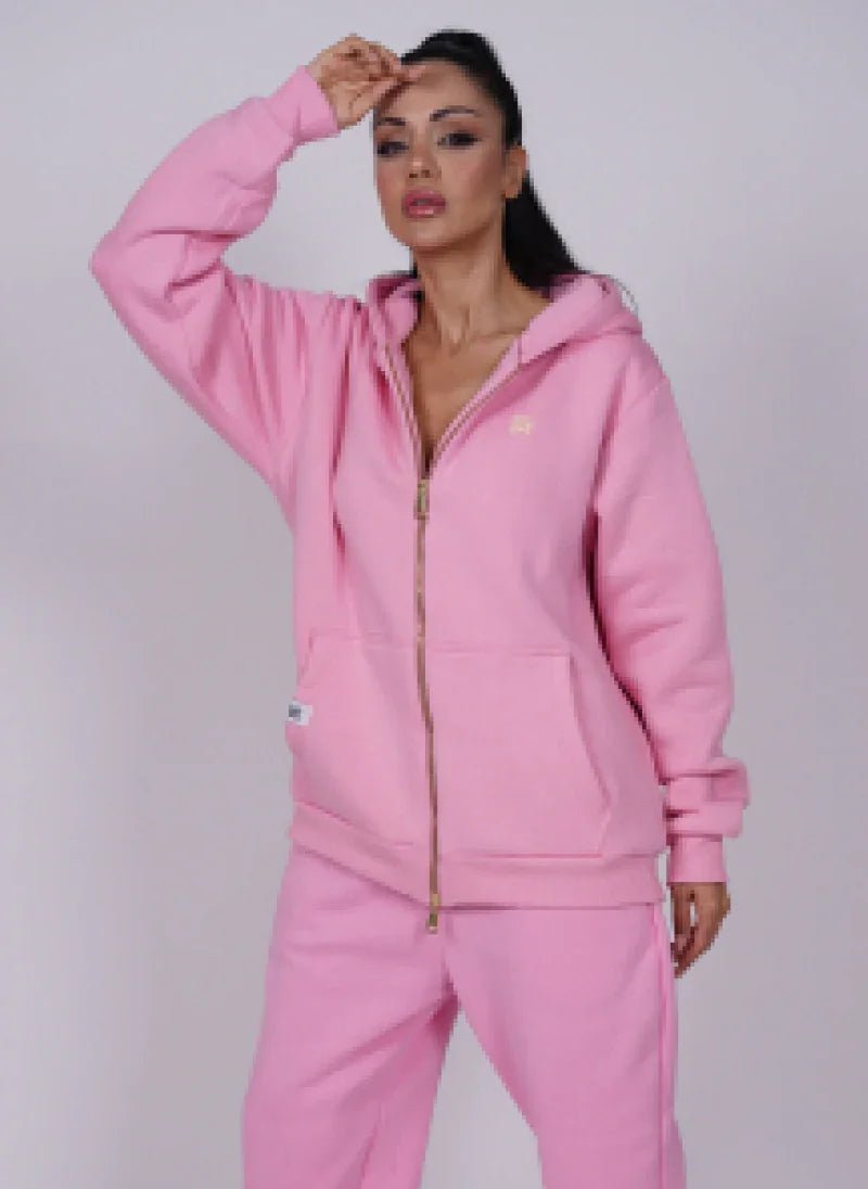 Oversized Printed Zip Hoodie Set FM