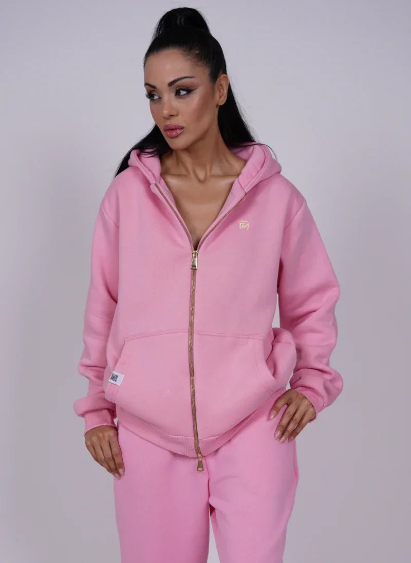 Oversized Printed Zip Hoodie Set FM