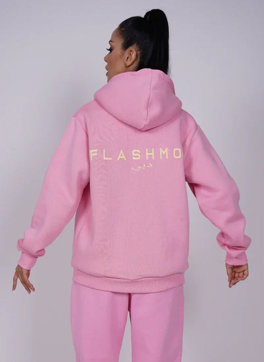 Oversized Printed Zip Hoodie Set FM