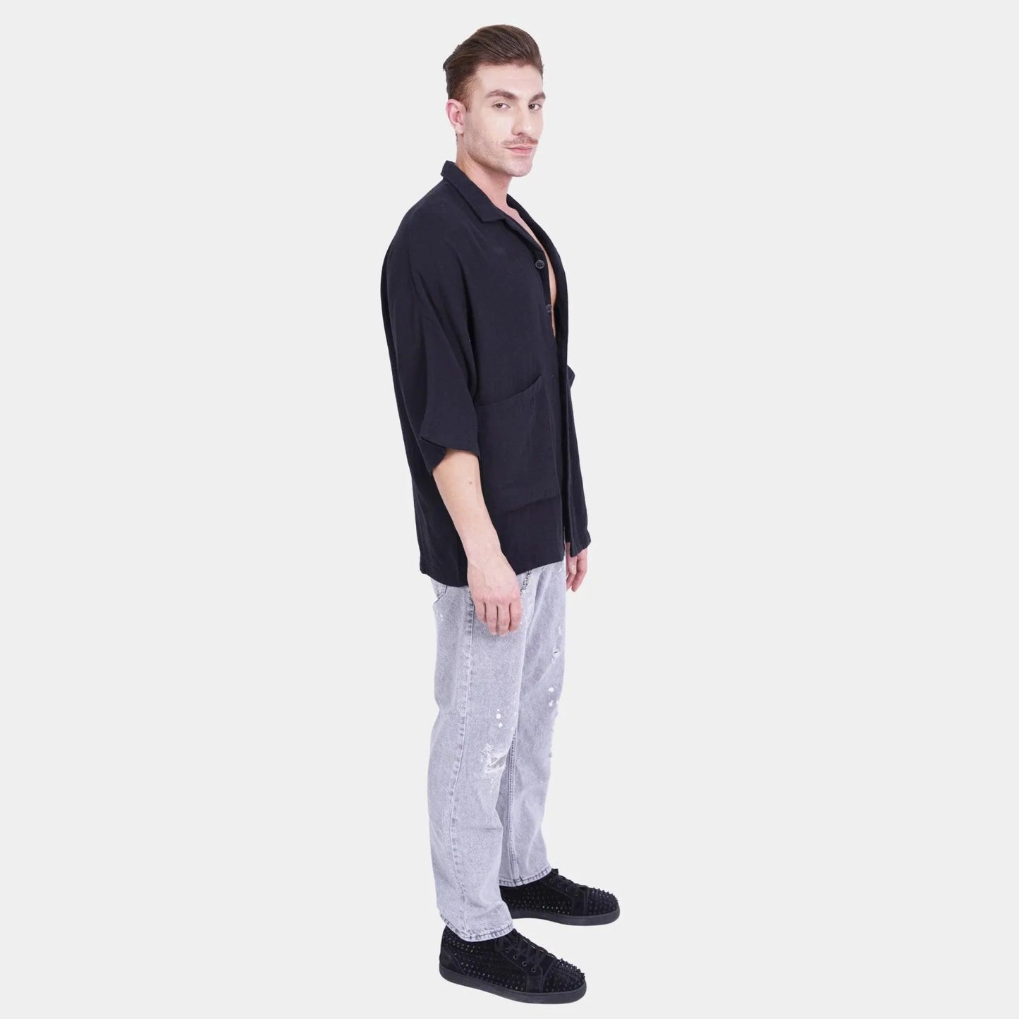 Men’s Relaxed Fit Black Shirt – FM Streetwear