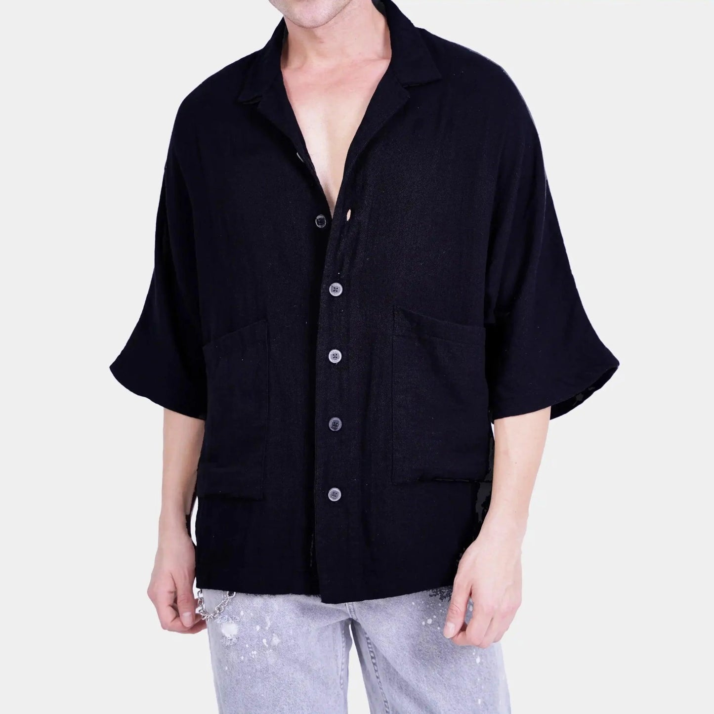 Men’s Relaxed Fit Black Shirt – FM Streetwear