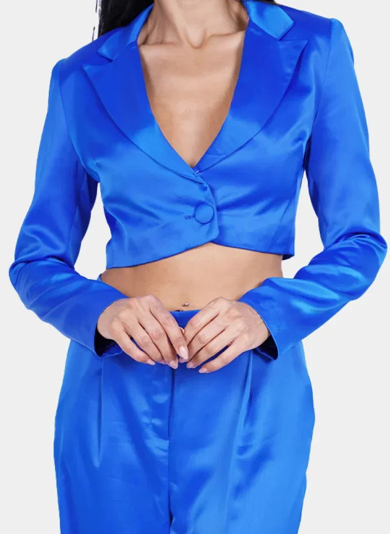 Royal Blue Satin Co-ord Set for Women