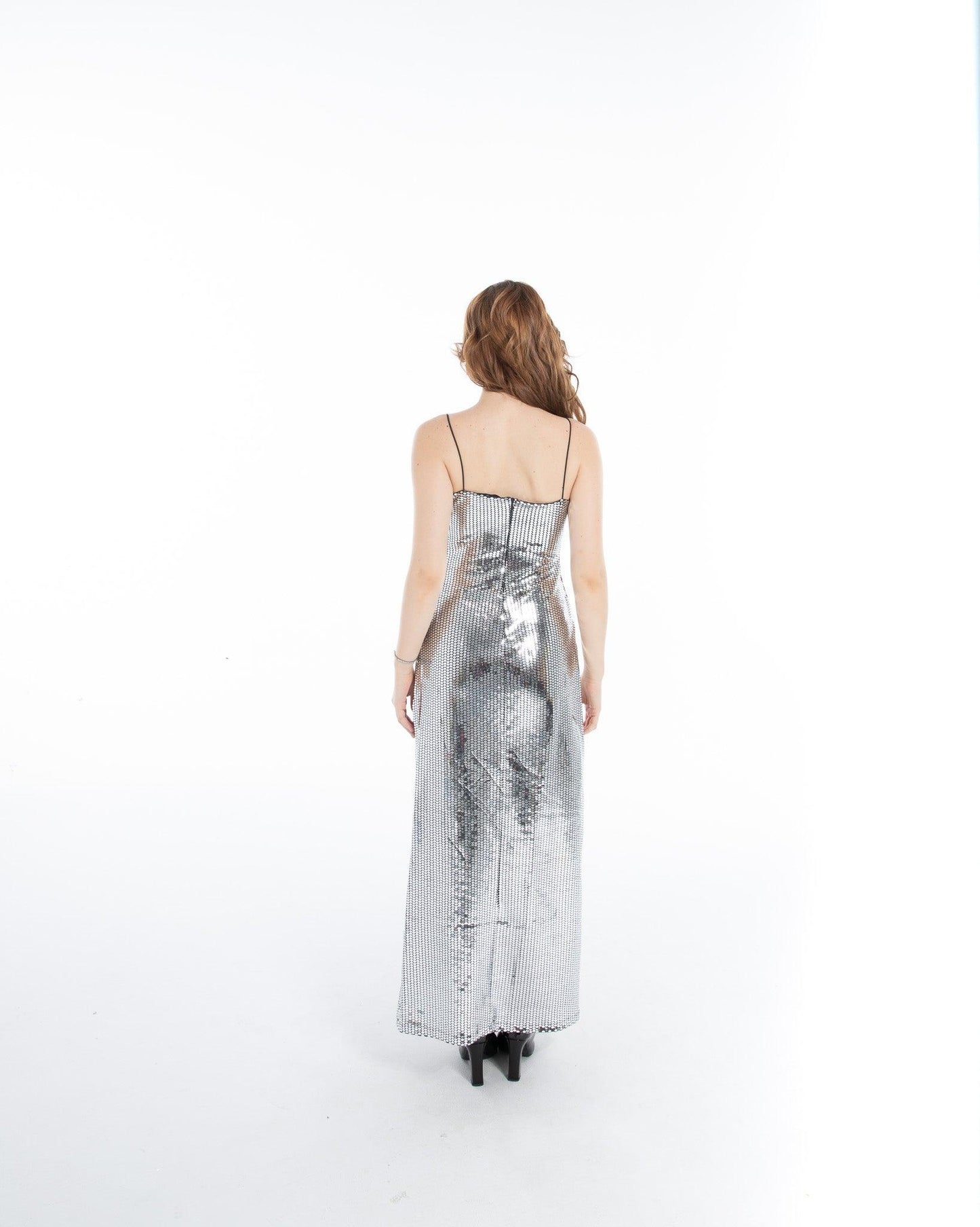 Women’s Silver Party Dress – FM Eveningwear