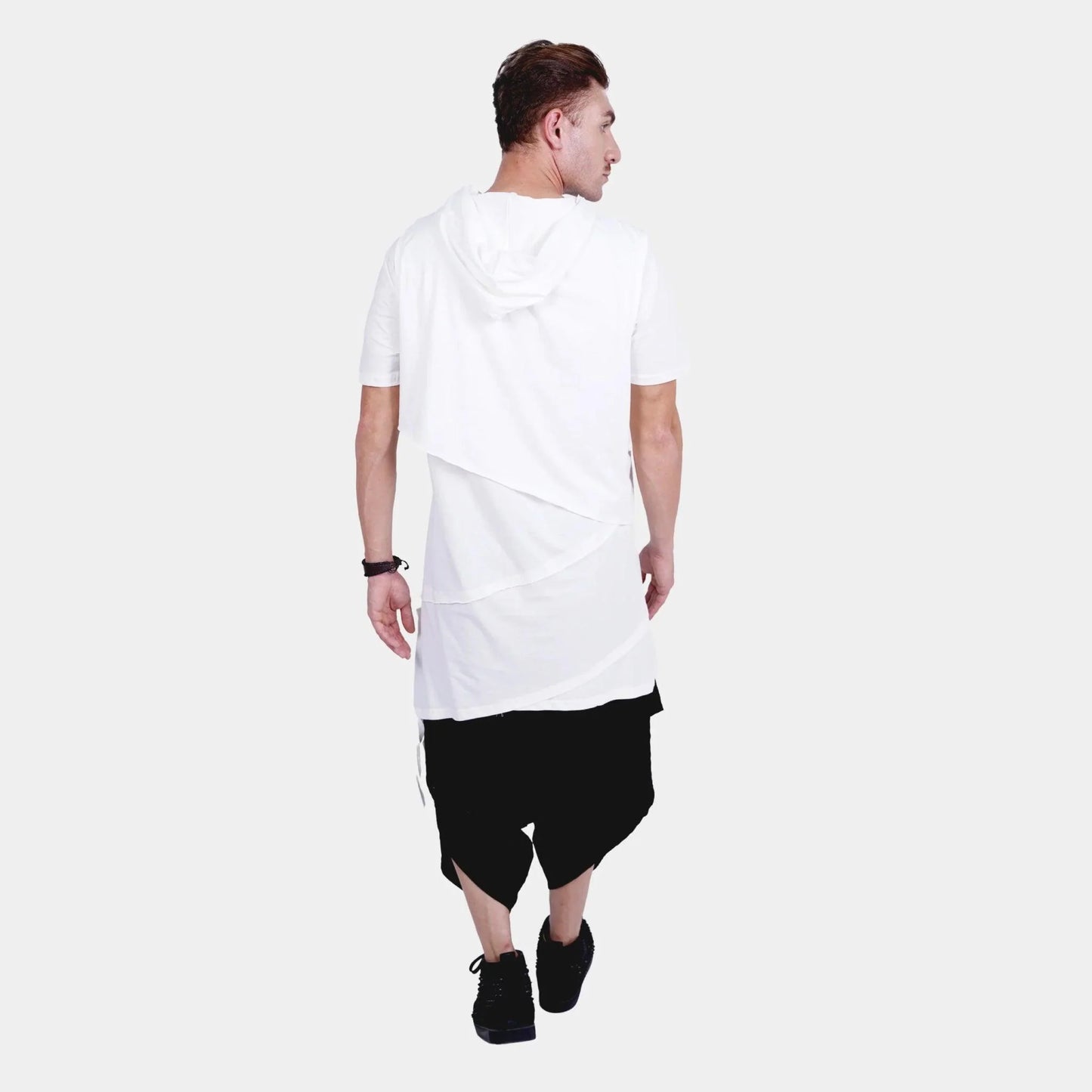 Men’s Longline Crop Hoodie T-Shirt