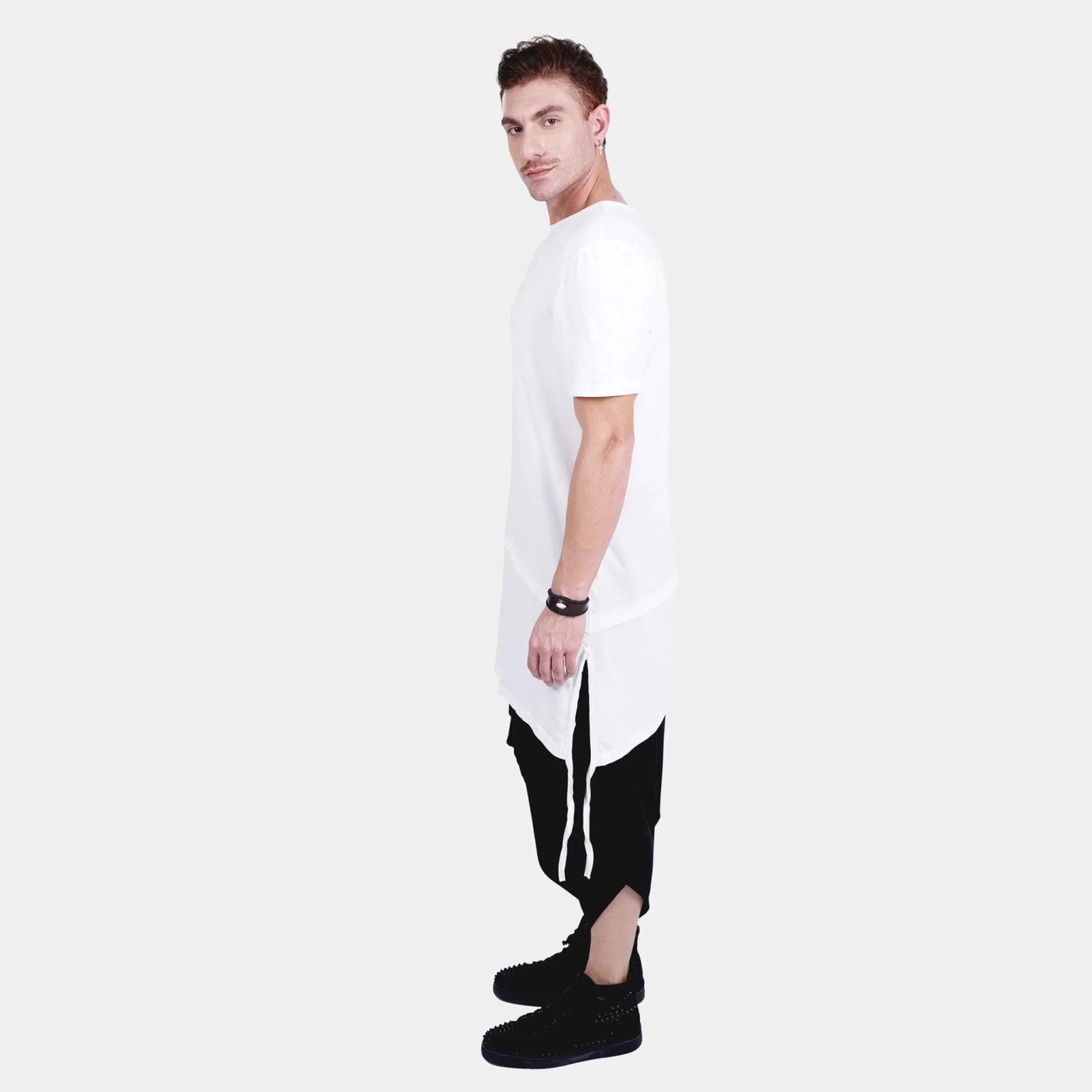 Men’s Longline Crop Hoodie T-Shirt