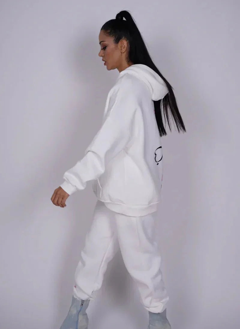 White Oversized Hoodie and Jogger Set – FM Signature Streetwear