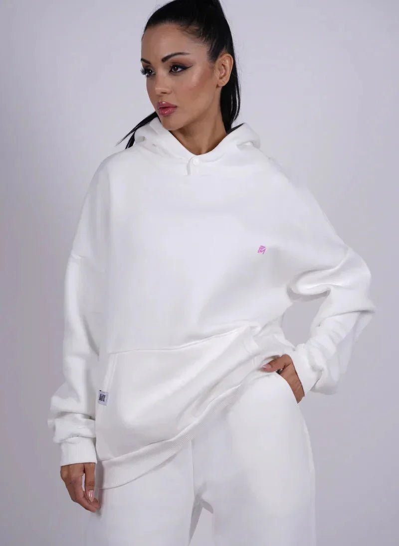 White Oversized Hoodie and Jogger Set – FM Signature Streetwear