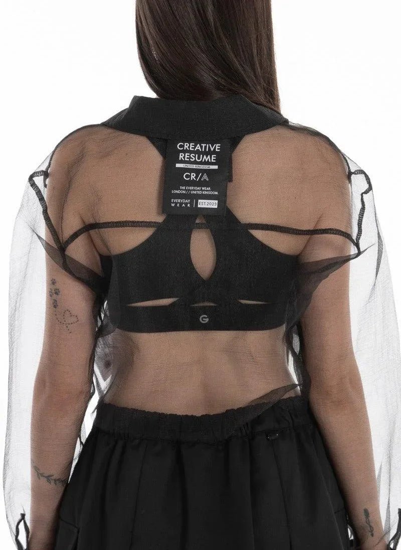 Women’s Sheer Black Crop Shirt